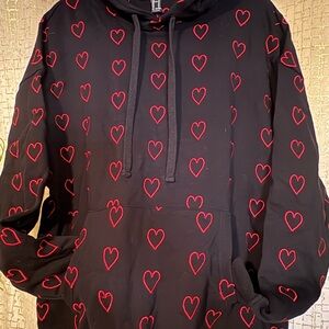 Forever 21 Black Hoodie with Red Heart Design
